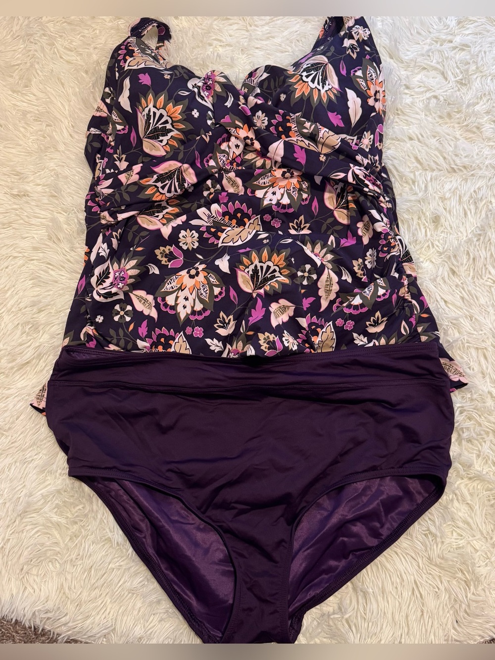 Lands'‎ End Purple Floral Tankini